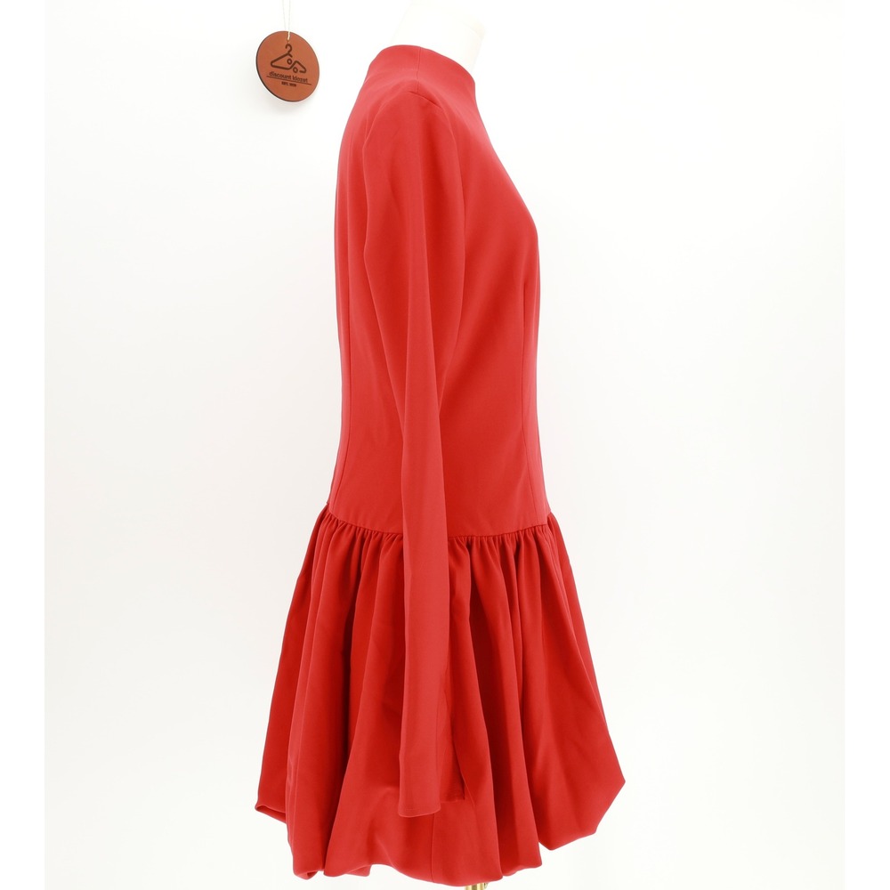 Commense Red Mock Neck Flared Long Sleeve Bubble Hem Mini Dress Size Large - Picture 2 of 12